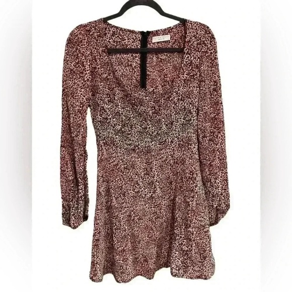 Flynn Skye Maiden Mini Long Sleeve Dress Leopard Print Black and Brown - Picture 3 of 12